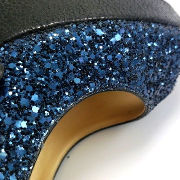 Jimmy Choo Blue Sparkle Platform Heel - Picture 10 of 10